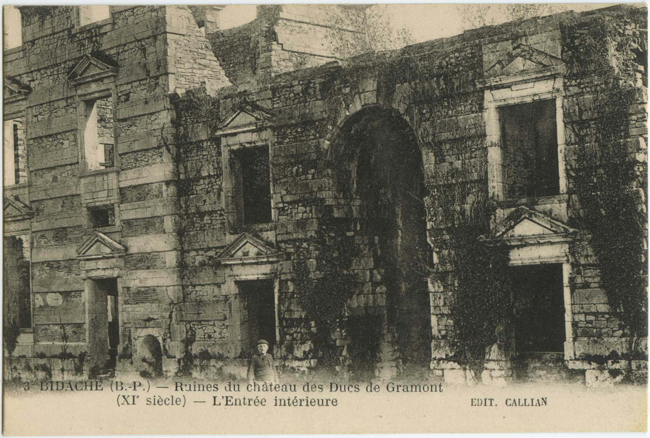 Bidache - Ruines du château des Ducs de Gramont (XI<sup>e</sup> siècle) - L'Entrée intérieure