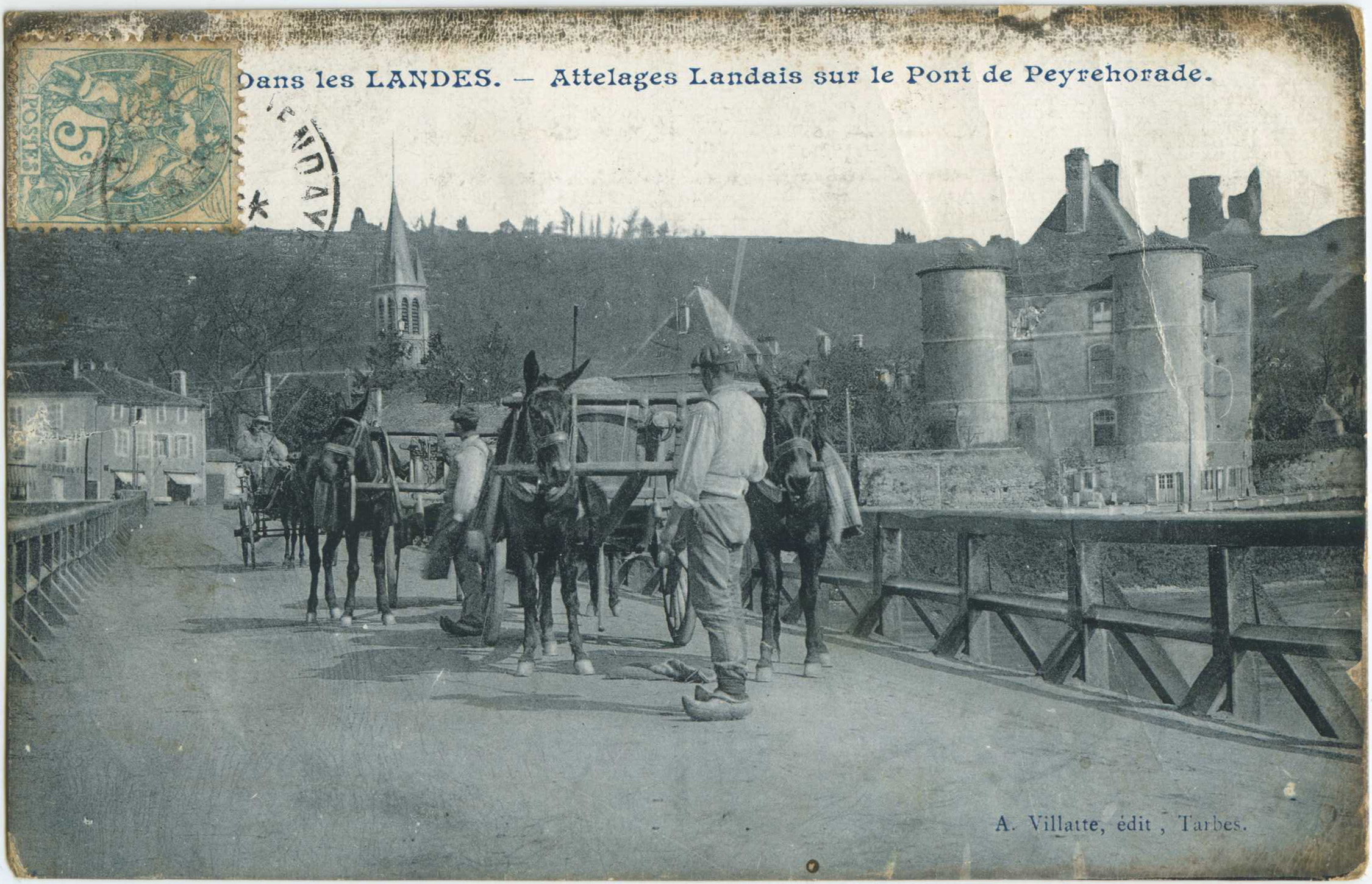 Peyrehorade - Attelages Landais sur le Pont de Peyrehorade