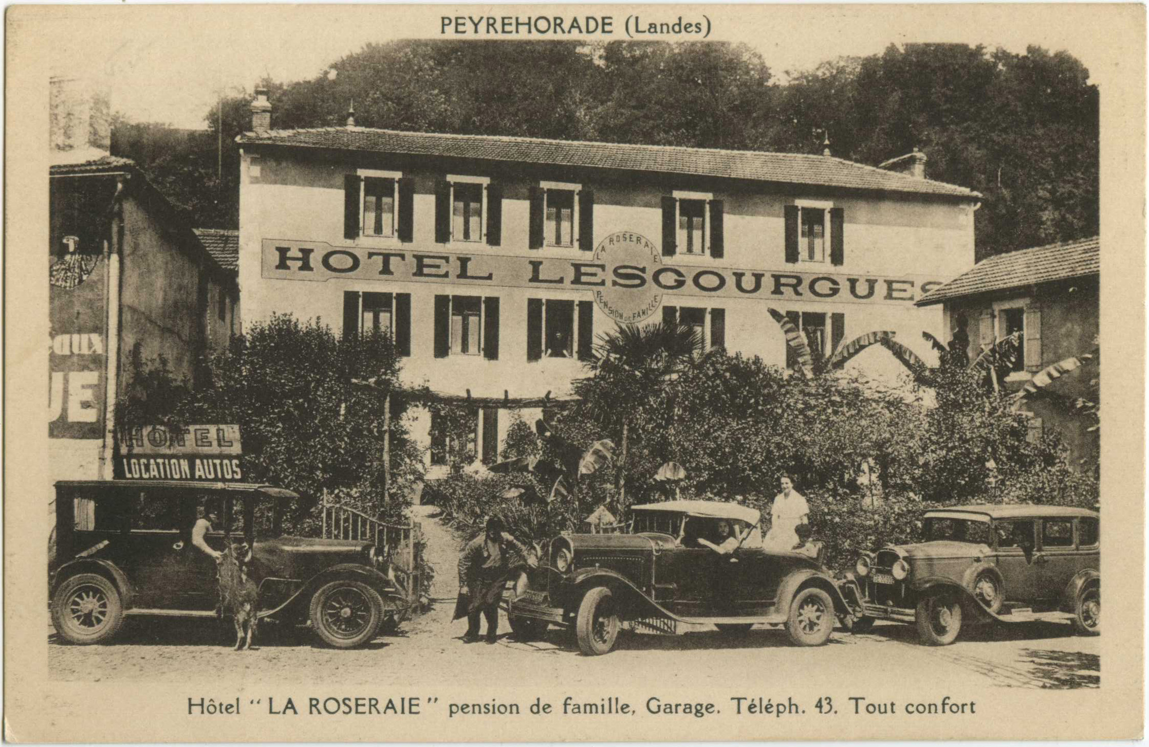 Peyrehorade - Hôtel " LA ROSERAIE " pension de famille, Garage. Téléph. 43. Tout confort