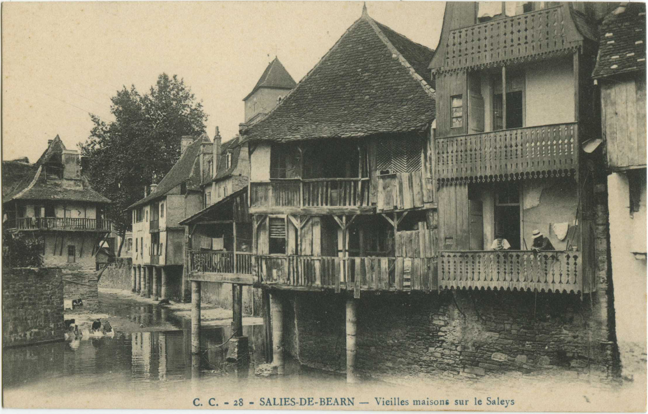 Salies-de-Béarn - Vieilles maisons sur le Saleys
