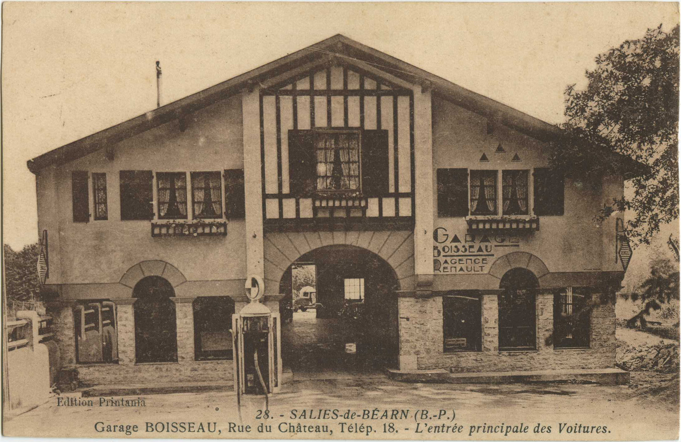 Salies-de-Béarn - Garage BOISSEAU, Rue du Château, Télép. 18. - L'entrée principale des Voitures.