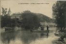 Carte postale ancienne - Castagnède - Le Gave, la Penne de Mû et l'Eglise