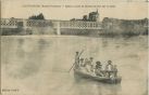 Carte postale ancienne - Castagnède - Eglise et pont du chemin de Fer sur le Gave