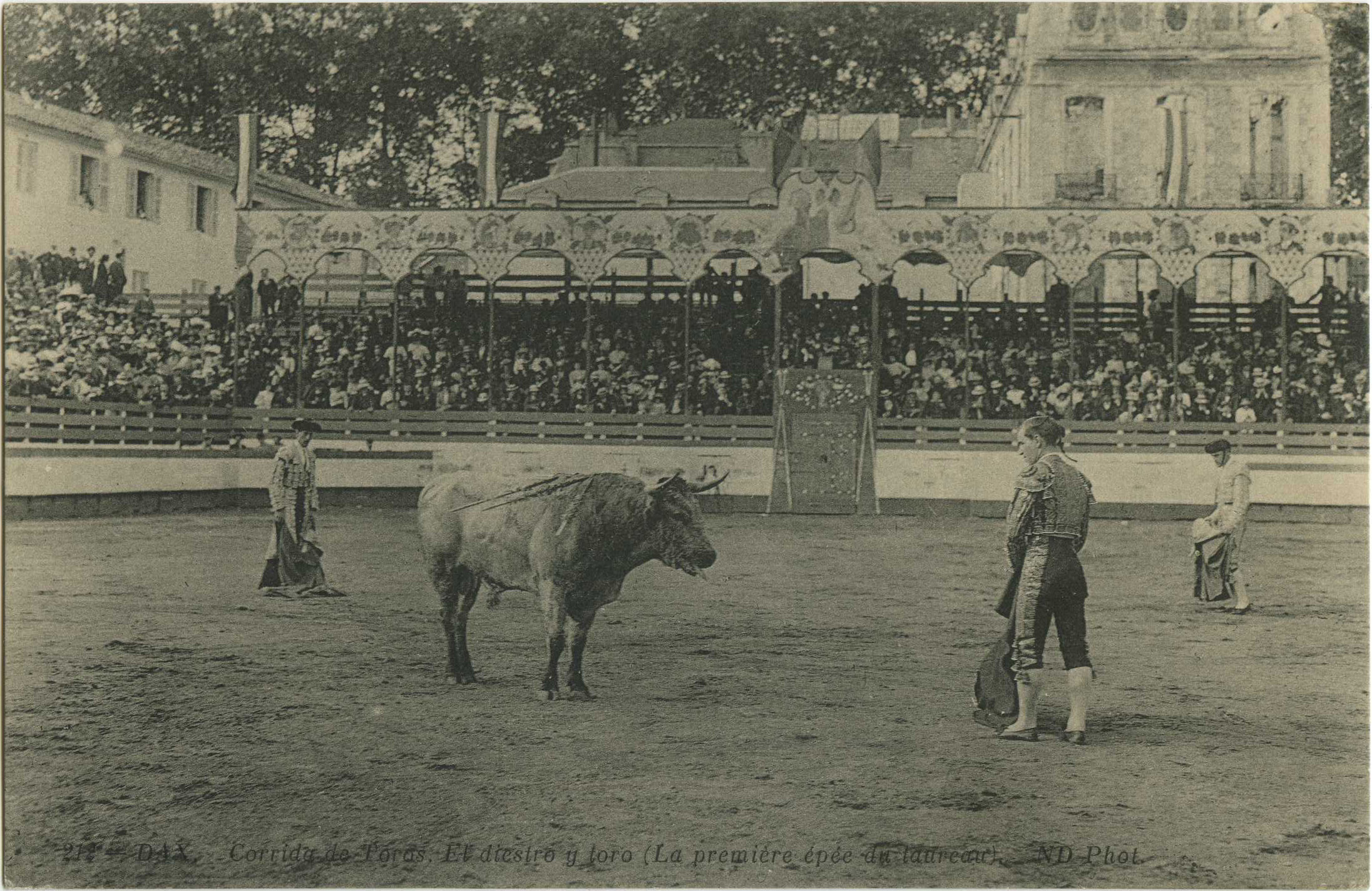 Dax - Corrida de Toros. El diestro y toro (La première épée du taureau).