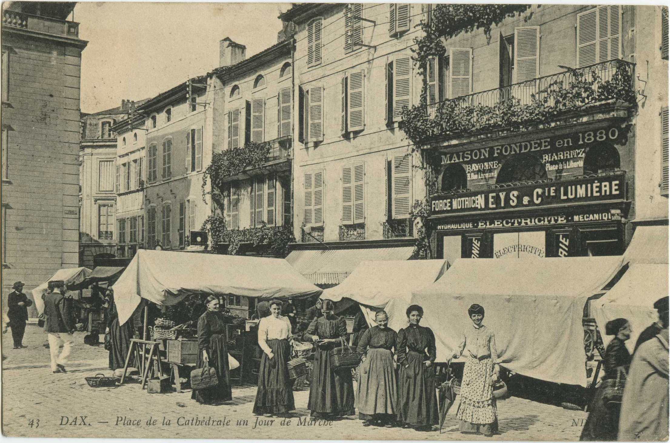 Dax - Place de la Cathédrale un Jour de Marché