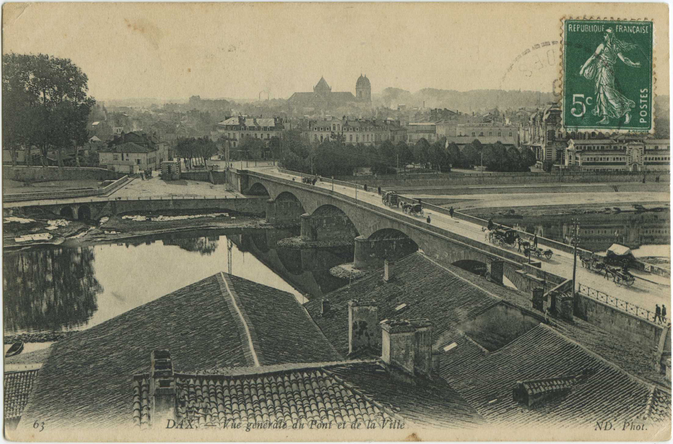 Dax - Vue générale du Pont et de la Ville