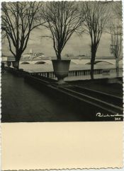 Photo ancienne - Dax - Photo - Crue de 1952 - Le pont sur l'Adour vu de la terrasse du Splendid Hôtel
