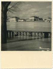 Photo ancienne - Dax - Photo - Crue de 1952 - Le quartier du Sablar vu de la terrasse du Splendid Hôtel