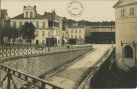 Photo ancienne - Dax - Carte photo - La place Thiers et une porte du château-fort