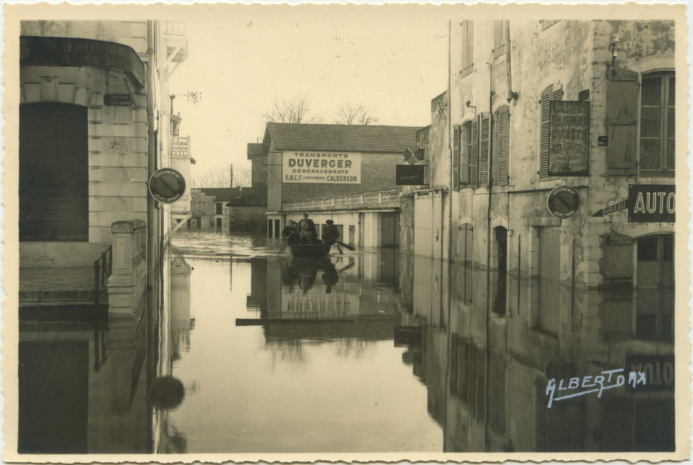 Dax - Photo - Crue de 1952 - La rue de la Tannerie