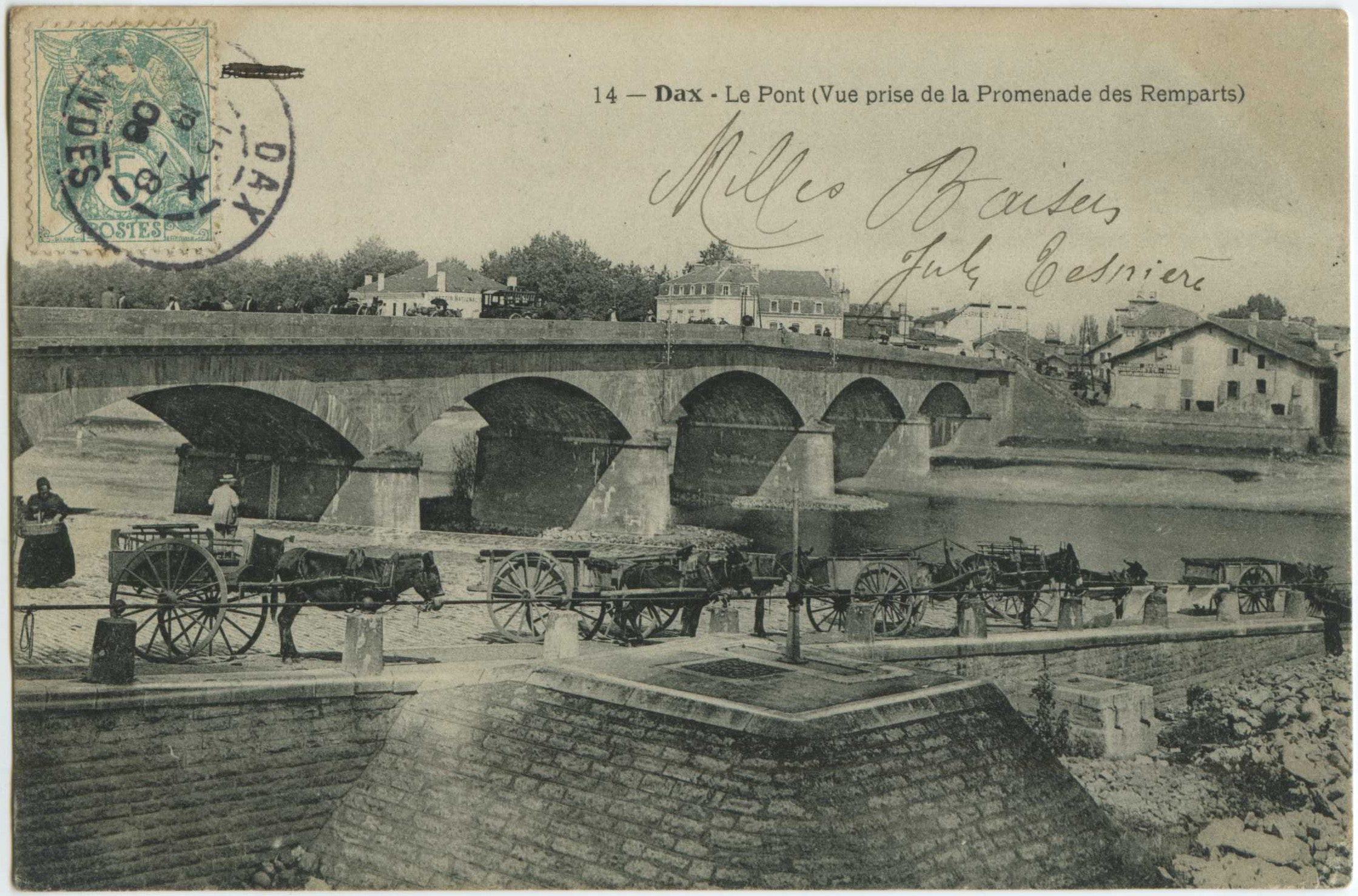 Dax - Le Pont (Vue prise de la Promenade des Remparts)