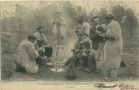 Carte postale ancienne - Landes - Leu moulente de Pasquous - Fête des Bergers Landais dans la Lande - Le repas