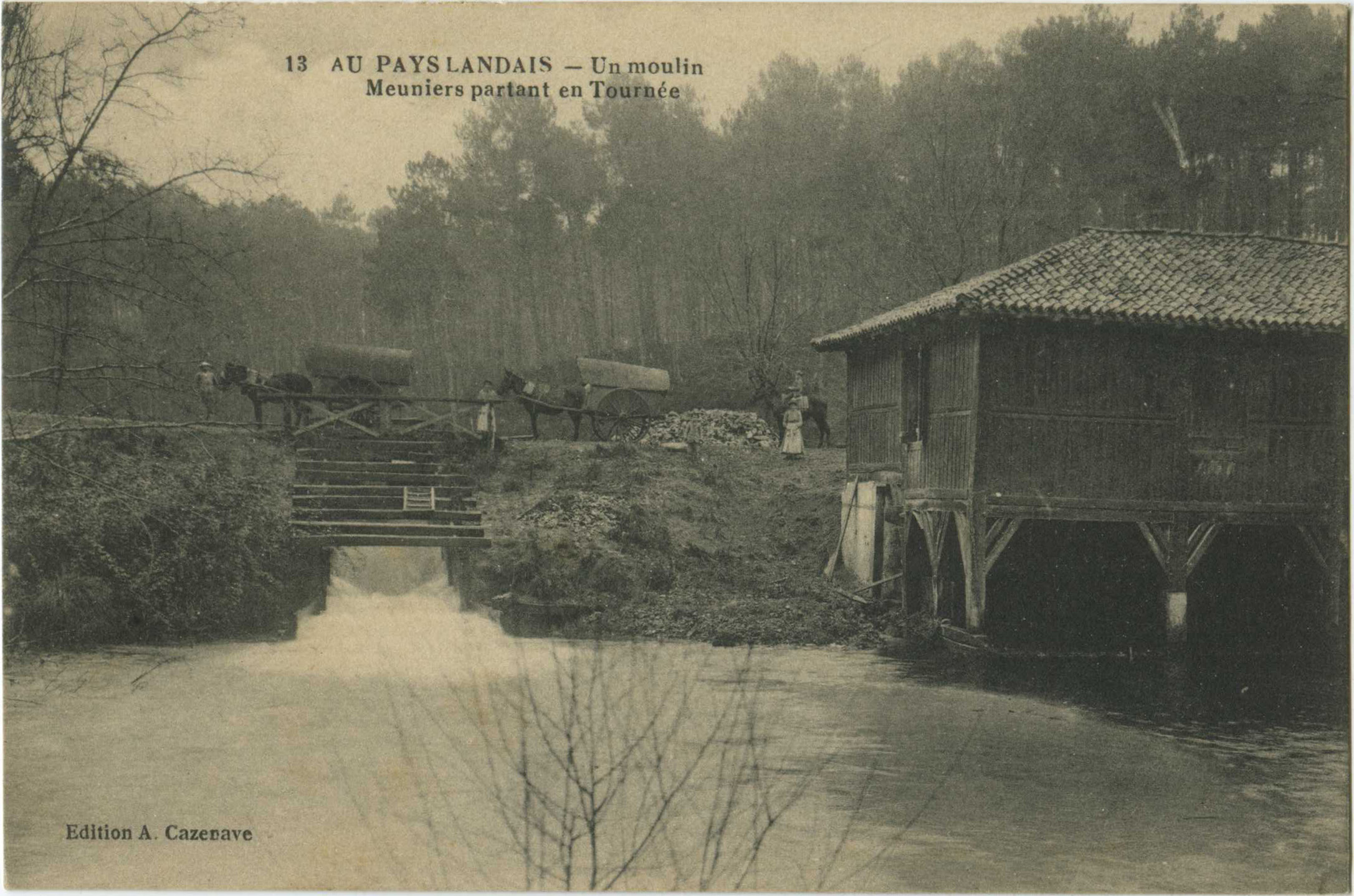 Landes - AU PAYS LANDAIS - Un moulin - Meuniers partant en Tournée