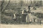 Carte postale ancienne - Landes - A la Fontaine - Jeunes Landaises