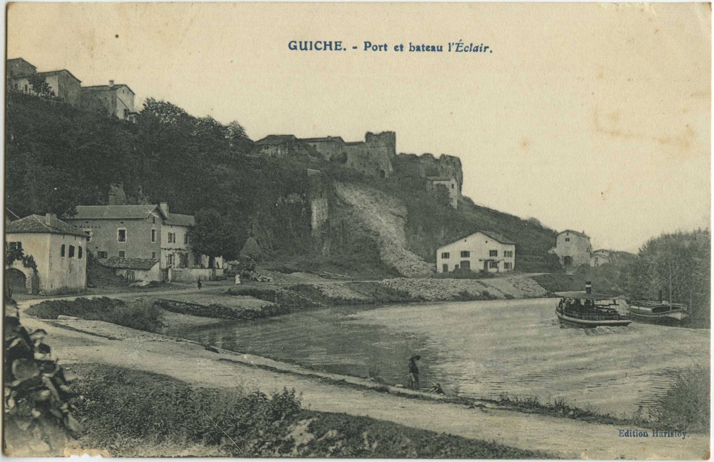 Guiche - Port et bateau l'<i>Éclair</i>