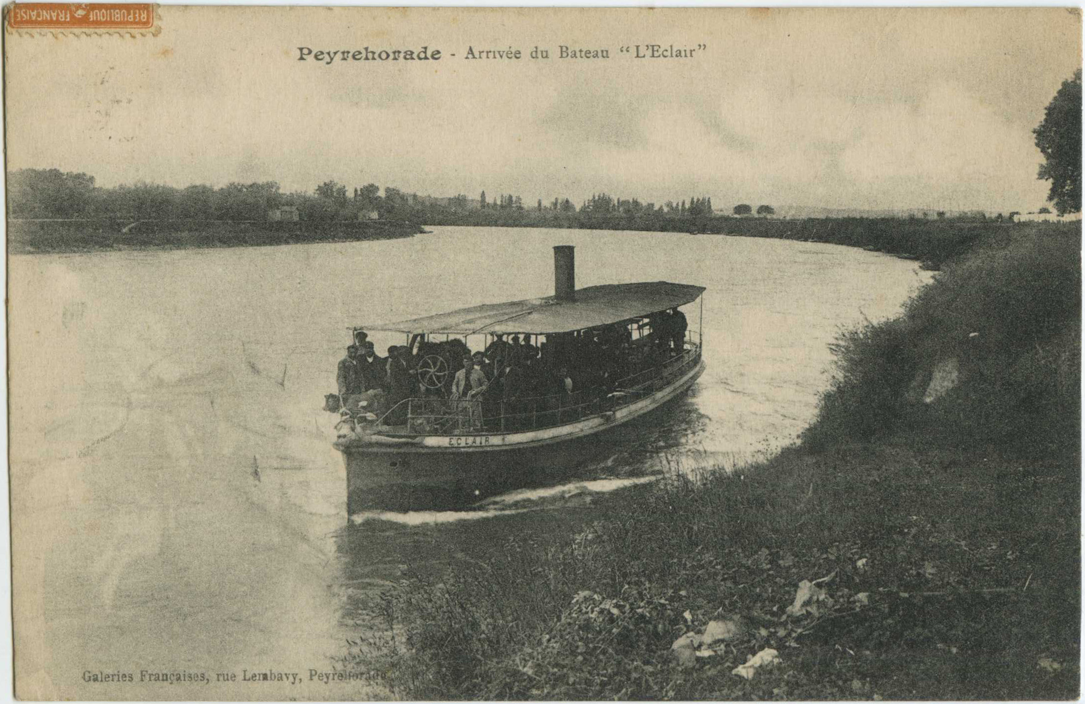 Peyrehorade - Arrivée du Bateau " L'Eclair "