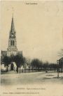 Carte postale ancienne - Pontonx-sur-l'Adour - Eglise et Avenue de Tartas