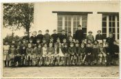 Photo ancienne - Téthieu - Ecole communale - photo de classe ( peut-être 1956-1957 )